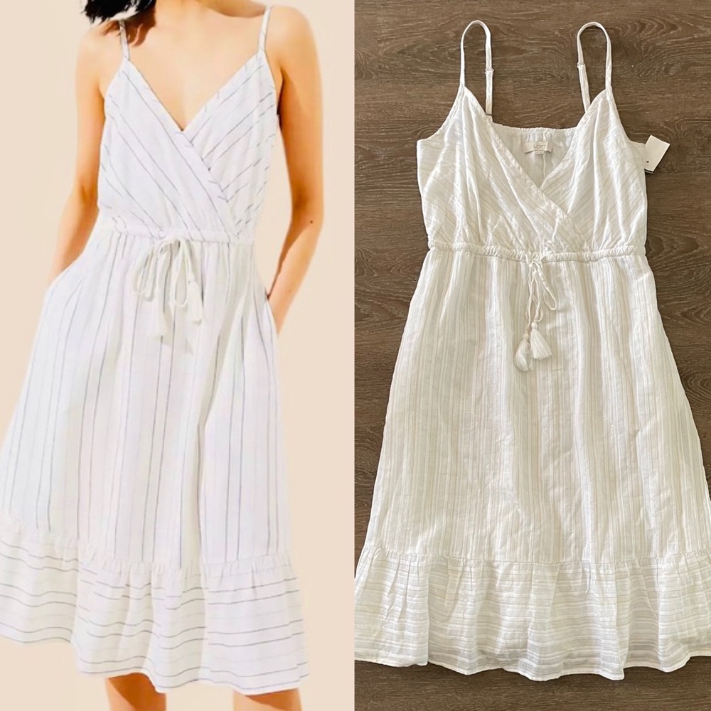 Loft White Cotton Metallic thread Dress size 12P